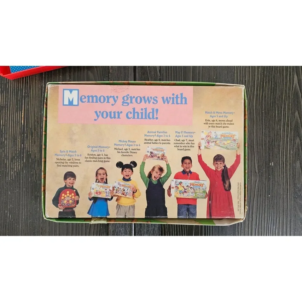 Vintage Original Memory Game Milton Bradley 1990 MB Incomplete Board Game